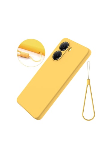 Xiaomi Poco X7 Pro İçin Düz Renk Sıvı Silikon Damlamaz Tam Kapsama Telefon Kılıfı Sarı