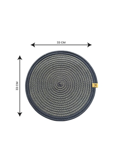 6 Lı Yuvarlak Supla Takımı Kolay Temizlenebilir, Modern Sofralar İçin Lacivert -antrasit