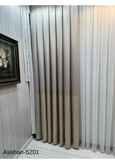 Nivemeshome Aslıhan Vizon Ft632116 V-5201 1/3 Sık Pile Fon Perde Apm Vizon