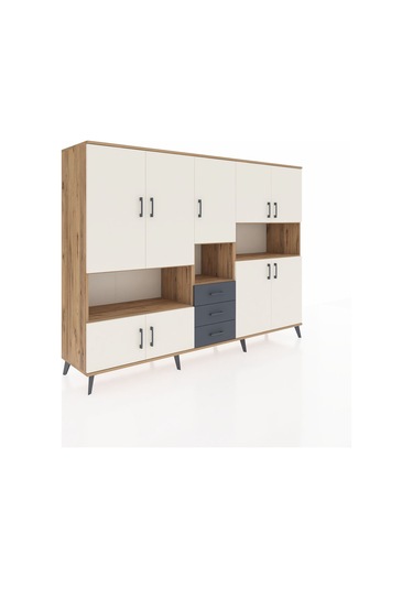 Hyperion Dolap 13 Raflı 3 Çekmeceli 9 Kapaklı 220x44x163 Çam-ayta Çam-aytaşı/antrasit