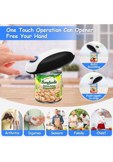 Moveevo Usb Şarjlı Çelik Elektrikli Kutu Açıcı, Çok Boyutlu Kutu Uyumlu, Siyah-beyaz Model Siyah - Beyaz