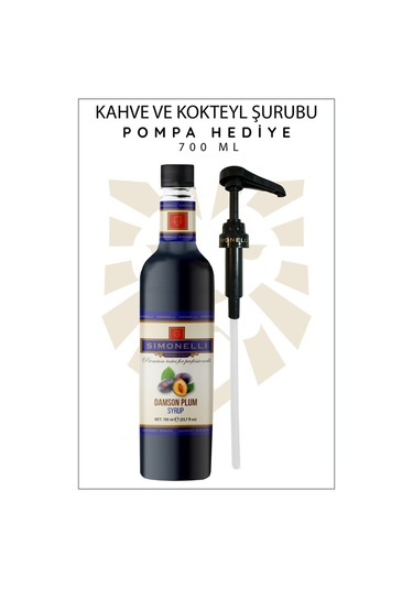 Simonelli Kahve ve Kokteyl Şurubu Mürdüm Eriği Aromalı 700 ML + Pompa