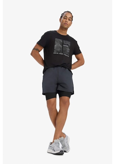 DeFactoFit Slim Fit Dar Kesim Sporcu Taytlı Dokuma Şort D7809AX25SPAR231