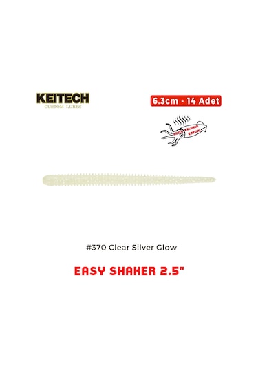 Keitech Easy Shaker 6.3cm 2.5" 370 Clear Silver Glow Kokulu Silikon Kurt