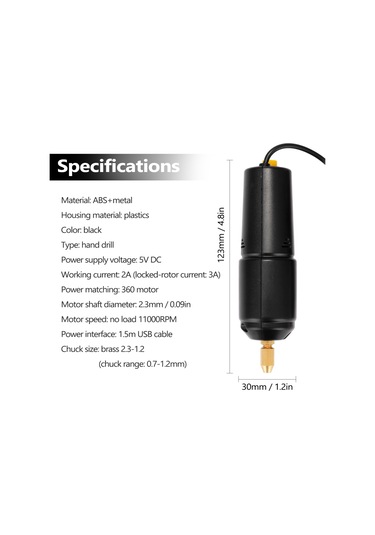 Yaozixia Z-u36 Mini El Tipi Elektrikli Matkap Usb Delgeç 5v Güç Küçük Taşlama Aleti Mücevher İnci Reçine Dıy İçin