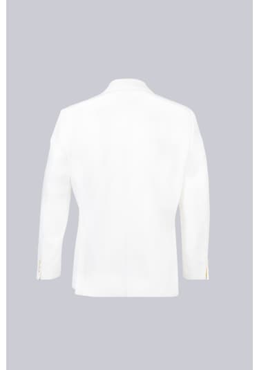 Hatemoğlu Beyaz Regular Fit Mono Yaka Casual Keten Ceket 27926 Beyaz