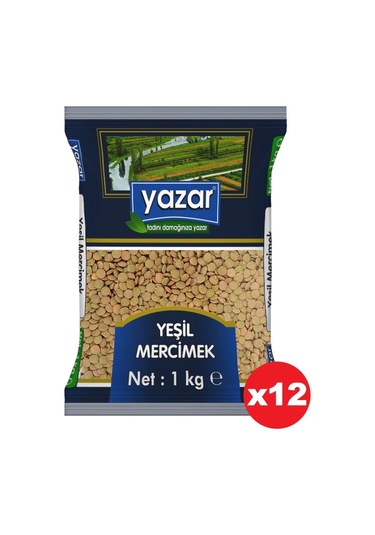 Yazar Yeşil Mercimek 12 x 1 KG