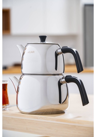 Alvez Aile Boy Çaydanlık Takımı Silver/siyah