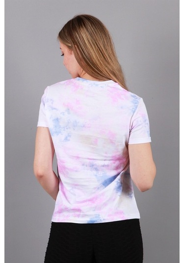 Kadın Bisiklet Yaka T-Shirt Tşört Pembe