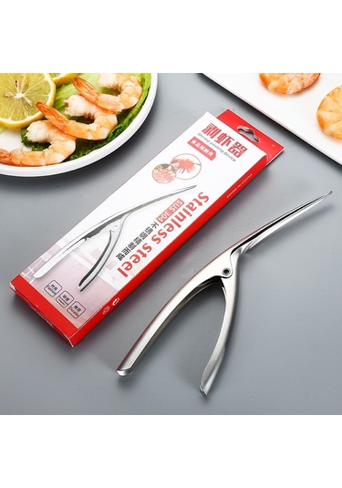 Cbtx 304 Paslanmaz Çelik Karides Bombardımanı Aracı Deniz Ürünleri Kabuk Sökücü Mutfak Aletleri Gümüş