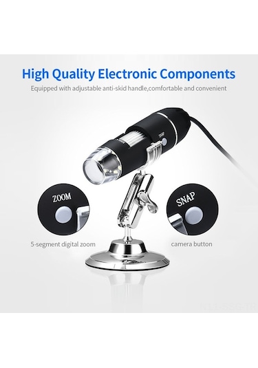 Pazly 1600x Usb Dijital Mikroskop - 8 Led, Manuel Odak, Hd Görüntü, Taşınabilir