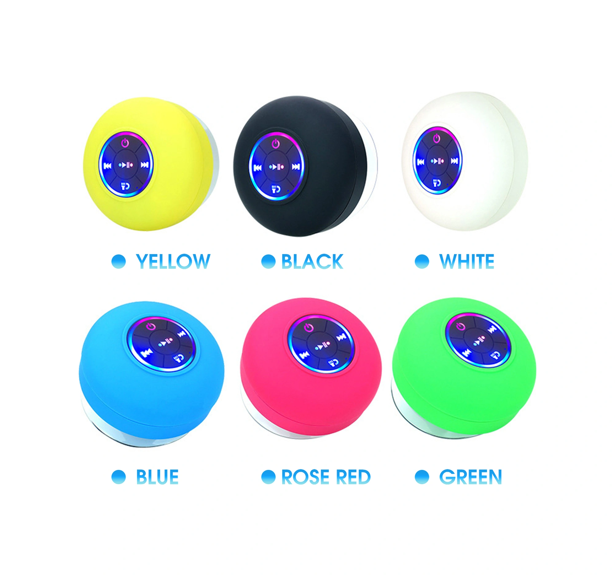 Youtek Banyo İçin Ipx4 Su Geçirmez Led Işıklı Mıknatıslı Hoparlör - Bt 5.0, Kolaysız Arama, Tf Kart Desteği Beyaz/sarı/mavi/siyah/yeşil/pembe