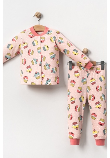 Kız Çocuk Desenli Pamuklu 2'li Pijama Takımı-pembe Pembe