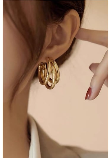 By Zeyna Aksesuar Kadın Vip Seri Ay Model Küpe Zrk00587-5048 Altın