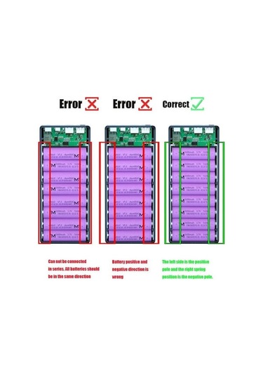 Vkemall 16 Bölüm 18650 Pil Gerekli Olmayan C3.0 Hızlı Şarj Dıy Power Bank Seti - Kaynaklı Montajlı Siyah Tahta Pil Yok Siyah