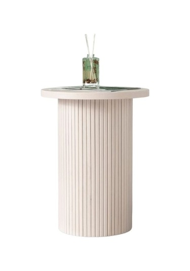 Leonora Bohem Ahşap Yan Sehpa Krem