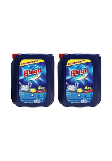 Bingo Bulaşık Sıvısı 4 Litre Limon Kokulu Elde Yıkama X 2 Adet