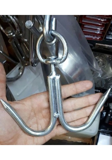 Kasap Et Asma Kancası Krom Kaplı Çift Çengel 8 MM