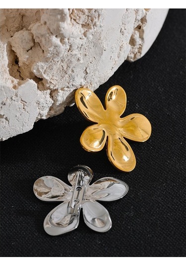 Altın Eetit Toptan Paslanmaz Çelik Çiçek Metal Broş Altın Gümüş Renk Su Geçirmez Gerçek Altın Kaplama Moda Takı Kadınlar İçin Altın