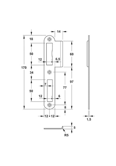 Hafele Kilit Karşılığı Uzun Sağ Mat Paslanmaz Renk
