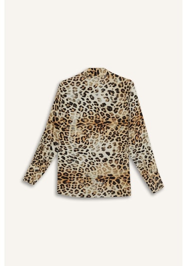 DeFacto Regular Fit Leopar Desenli Uzun Kollu Gömlek I8266AZ25SPBG362 DeFacto Regular Fit Leopar Desenli Uzun Kollu Gömlek I8266AZ25SPBG362