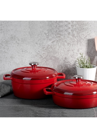 Korkmaz Casta Döküm Tencere 24X10 Kırmızı