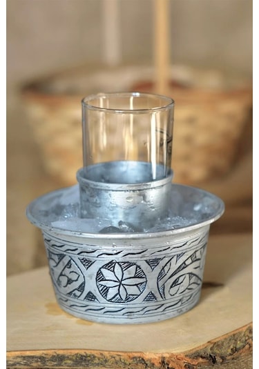Bakır Ehlikeyf Oyma Nakışlı Gümüş Renk (Kalaylı) (2'li)