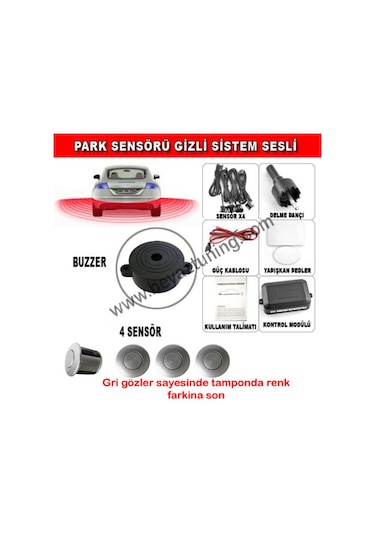 Park Sensörü Sesli Buzzerlı Bib Bib 4 Gözlü Siyah