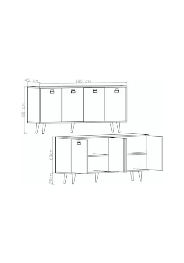 Mirza Modern Konsol 180 Cm Safir Meşe-beyaz