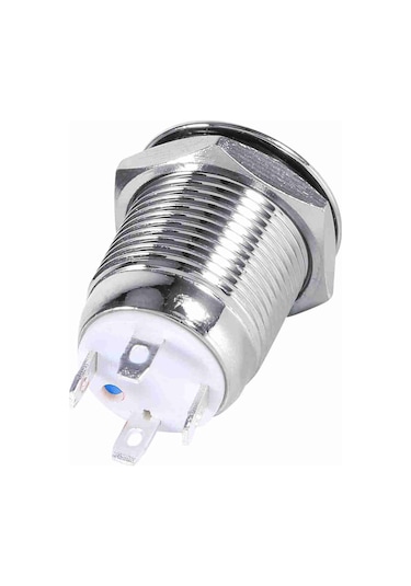 Springsun 12mm 3v Mavi Led Halka Işıklı, Ip65 Su Geçirmez, Bakır Kaplama Nikel Momentary Otomatik Sıfırlama Basma Anahtarı 4pin