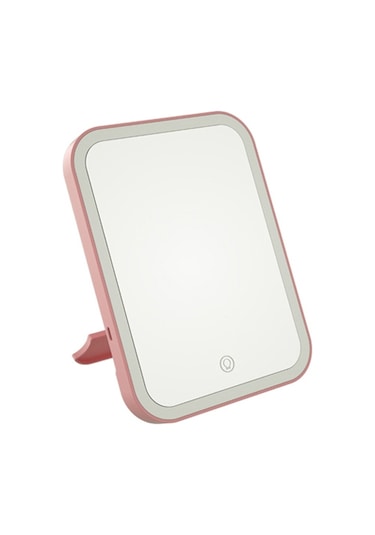 Sones 2 Adet Led Makyaj Aynası Lamba Dolgulu Işık Yurt Masaüstü Giyinme Aynası Kadın Katlanır Taşınabilir Küçük Ayna, Stil: Şarjlı Üç Renkli Işık Pembe