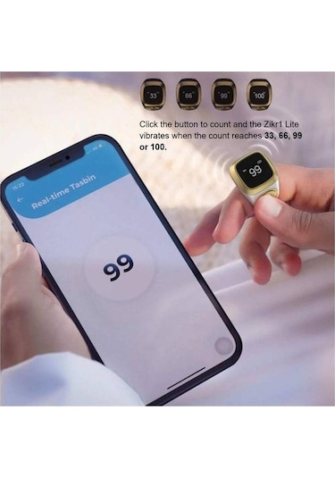 Ezan Okuyan Dijital Yüzük Tesbih Zikirmatik - Pembe Gu Pembe