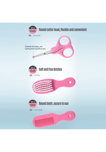 Gajeena Bebek Bakıma 8'li Set: Tırnak Makas+file+makas+saçak+fırça+burun Emici+parmak Fırçası+termometre Sarı Saklama Kutulu