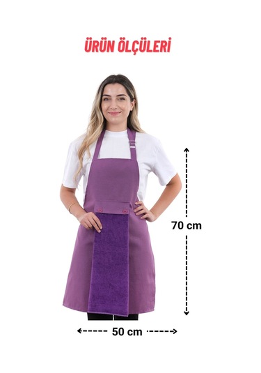 Star Ayar Askılı Havlulu 4lü Mutfak Önlüğü Seti 2 Eldiven Mor-mor-mor