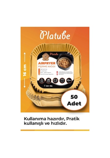 Pisirme Kagidi 50 Adet Airfryer Yagli Kagit Xiaomi Philips Air Fryer Tüm Markalara Uyumlu Kare