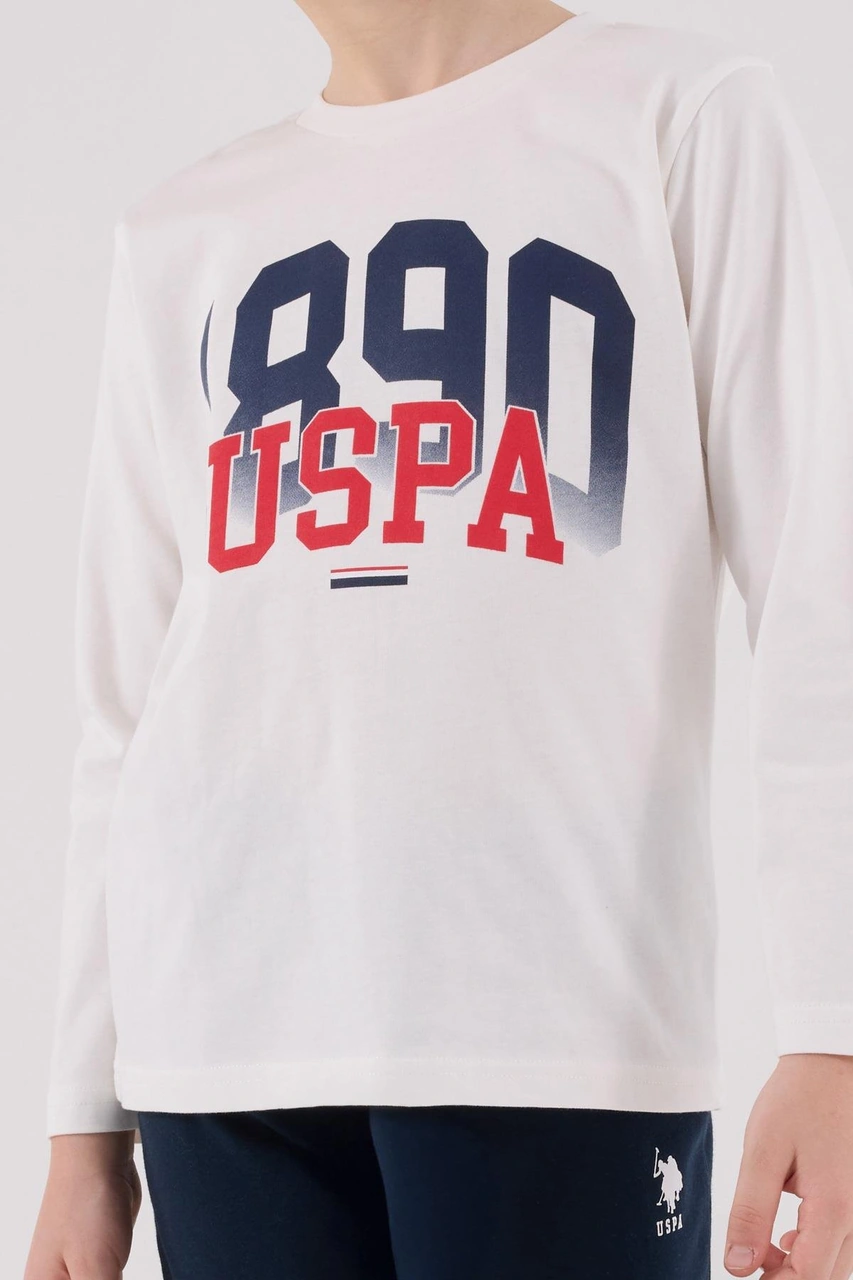 U.s. Polo Assn. Erkek Çocuk Uzun Kol Pijama Takım Beyaz-1775 Beyaz