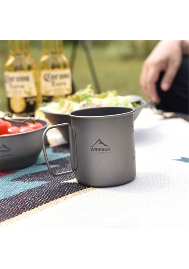 Ranyeek Titanium Kamp Çelik Bardak, Katlanabilir Kollü, Hafif, Isıya Dayanıklı, 375ml, Çadır, Yürüyüş, Outdoor Malzeme Çok Renkli