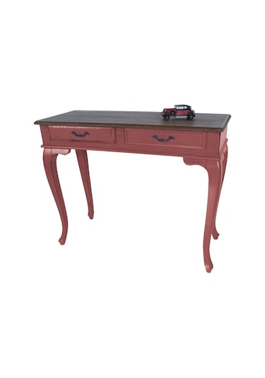 Masifart Ceviz Eskitme Tablalı Dresuar Kırmızı 120 Cm Eskitme  Pat Kırmızı