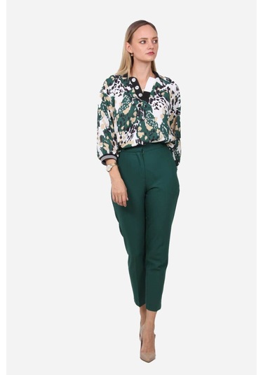 Kadın Leopar Desenli Bluz Frn1106 Yeşil