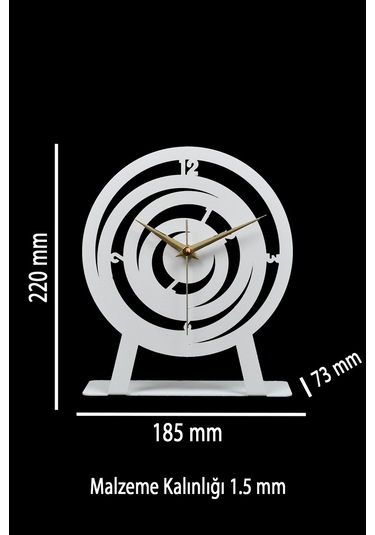 Hilal Model Metal Lazer Kesim Akar Sessiz Mekanizmalı Masa Saati Beyaz