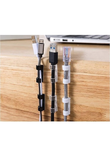 20li Şeffaf Kablo Sabitleyici Düzenleyici Klips Kablo Tutucu