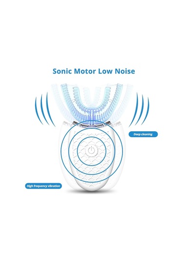 360 Derece Elektrikli Diş Fırçası, Otomatik Ses, U Modu, 4 Modlu Diş Fırçası, Usb Şarj, Diş Beyazlatma, Mavi Işık Elektrikli Diş Fırçası Beyaz