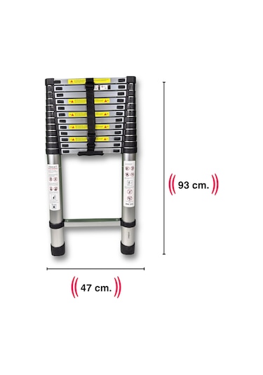 Endokon 500 Cm. - 13 Basamaklı Teleskopik Alüminyum Merdiven - I Tipi Uzayan Merdiven