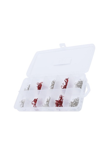 Kangvka Yüksek Karbon Çelik 130 Adet Üçlü İğne Seti - Ters Tırnaklı, Dayanıklı Ve Uçuk - Balık Kaçırmama Tasarımı Beyaz/kırmızı