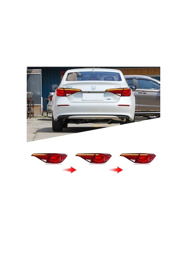 Civic Fe1 Uyumlu Led Stop / Dragon - Kırmızı 2022+
