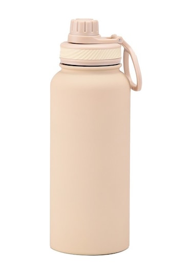 Star Shop Klasik Paslanmaz Çelik Termos 1l - Spor, Seyahat Ve Açık Hava Kullanımı - Model 304 Krem Krem