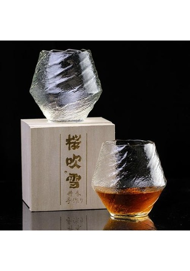 Japonya Edo Üfleme Kar Artwork Viski Düzgün Cam Ahşap Hediye Kutusu Niche Likör Xo Viski Kristal Şarap Cam Konyak Brandy Snifter Şarap Kadehleri Açık Gri