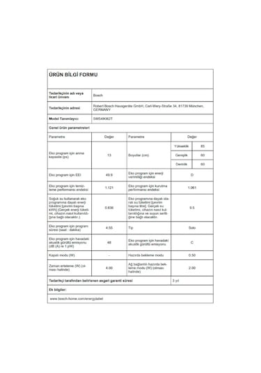 Bosch SMS4IKI62T 6 Programlı 13 Kişilik Bulaşık Makinesi
