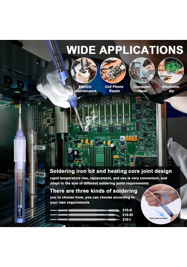 Hallow 210-ı Akıllı Elektrikli Havya Taşınabilir Usb Lehimleme İstasyonu