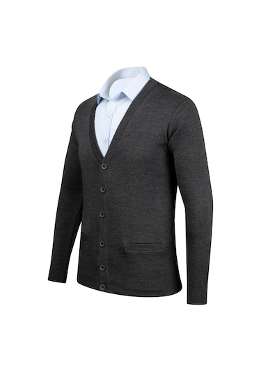 Erkek V Yaka Triko Hırka Düğmeli 4241m Bgl-st04560 Füme